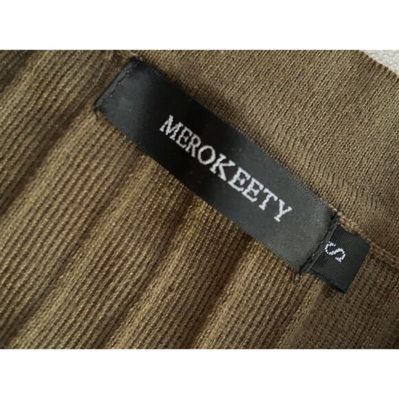 Merokeety Ribbed V-neck Long Sleeve Sweater size S dark green ¼ button up - Picture 3 of 6